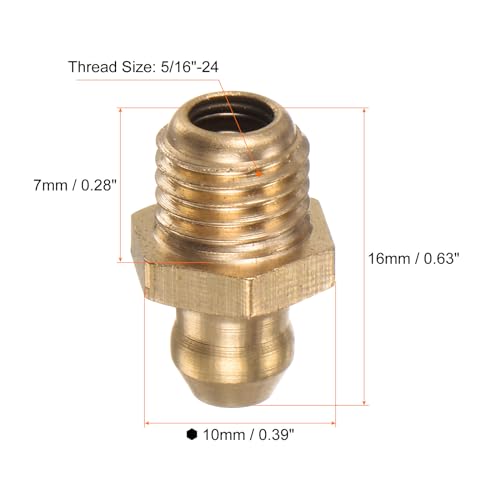 Image of HARFINGTON 15pcs Brass Straight Grease Fitting 5 /16 inch-24 SAE Thread Hydraulic Grease Nipple Accessories for Car