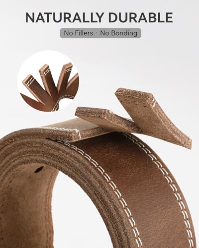 Image of CHAOREN Mens Belts Casual for Jeans - Full-Grain Leather, Durable Cowhide | Solid Buckle, Classic Style, Handmade, Daily Wear, Gift Box