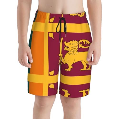 Sri Lanka Flag Youth Beach Pants, Soft and Breathable, with Drawstring Waist, Suitable for Sports and Leisure.3
