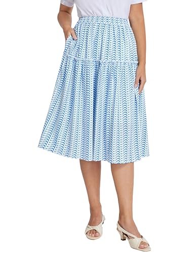 Belle Poque Women Floral Skirt High Waisted Midi Skirt Flowy Skirt with Pockets4