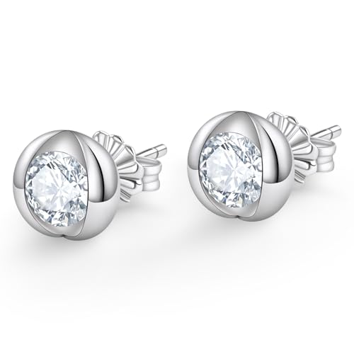 LEONIDS 1 Carat Moissanite Stud Earrings for Women - D Color VVS1 Clarit Round Cut Moissanite Earrings Hypoallergenic 925 Sterling Silver Jewelry Gifts for Mom Wife