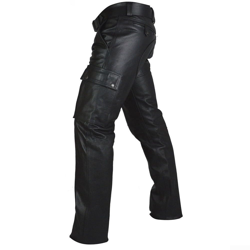 Pantaloni da motociclista da uomo in pelle PU per pantaloni da motociclista slim