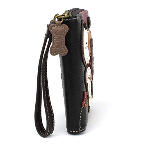 Image of CHALA Zip Around Wallet, Wristlet, 8 Credit Card Slots, Sturdy Pu Leather - Dog Gen II - Burgundy
