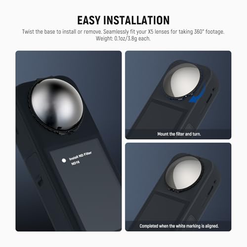 Image of NEEWER ND Filters Compatible with Insta360 X5, ND16 Lens Filter Set, 4 Stops Light Reduction Screw On Auto Detect Multicoated Optical Glass Neutral Density, Action Camera Accessories, 2 Pack