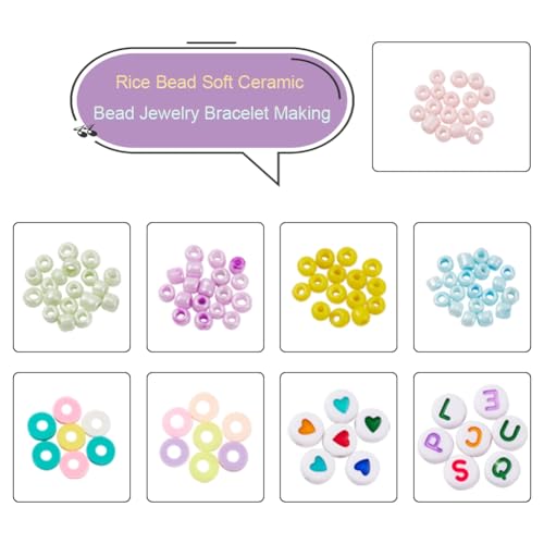 Echoed Elegance 3185 Pcs Glass Seed Beads Bracelet Making Kit, Includes Glass Seed Beads, Flat Round Opaque White Acrylic Beads & Polymer Clay Beads with Elastic Cord, DIY Art Craft Gift for Girls - Image 2