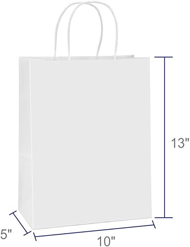 Miniatura 2 de BagDream Bolsas de papel de 10 x 5 x 13 pulgadas 100 bolsas de regalo de papel kraft blanco bolsas de compras bolsas de mercancía bolsas de venta al