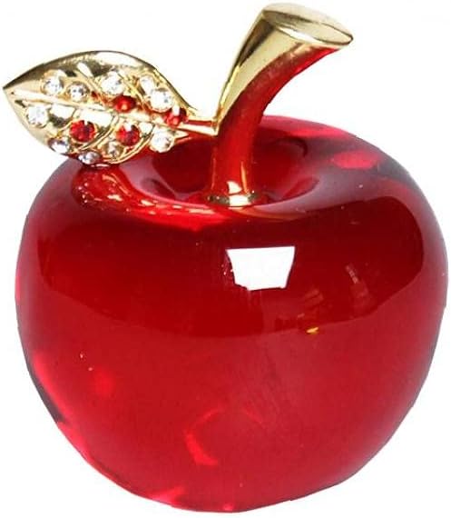 MICHAELA BLAKE Christmas Crystal Apple Paperweight Glass Crafts Home Decoration Car Ornaments Figurine Miniature Souvenir Gifts(Crystal Leaf)