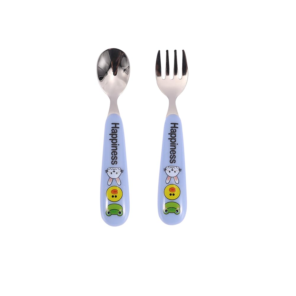 K.K. VillA Baby Feeding Spoon Set, Stainless Steel Baby Feeding Spoon and Fork Set, Promote SELF Feeding Spoon Set for Toddlers & Kids, Non Toxic Food Safe BPA Free Children's Training Spoons-image-16