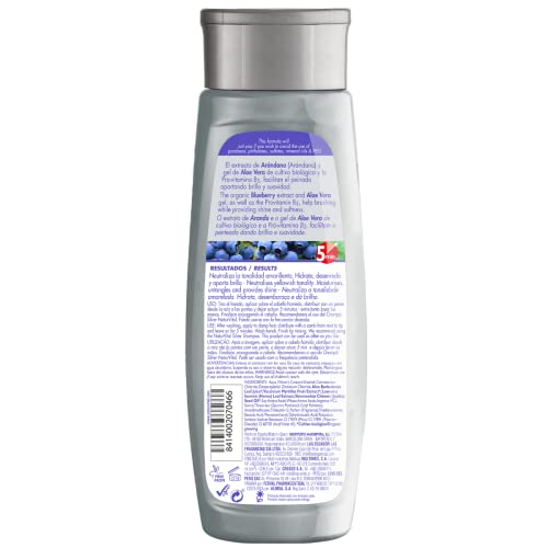 NaturVital - Mascarilla Silver Cabellos Blanco y Gris, Mascarilla Matizadora sin Sulfatos ni Parabenos, Neutraliza Tonos Amarillos y Rubios, Matizador de Pelo Gris, con Pigmento Azul, 300 ml