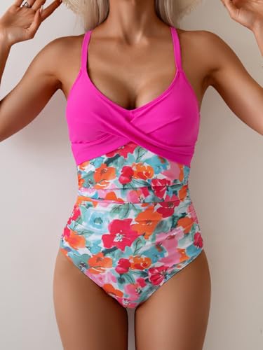 Image of B2prity Women's One Piece Swimsuit Tummy Control Front Cross Bathing Suit