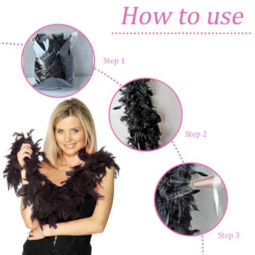 EIHI Feder-Boa, Länge circa 200 cm, Kostüm-Accessoire, Charleston, 20er Jahre, Flapper, Karneval, Mottoparty, 1 Stück