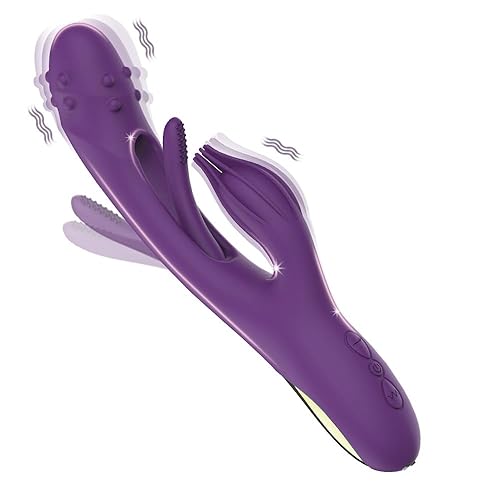 3 in 1 Dildo Rabbit Vibrator for Women - Multi-Function with Built-in Beater for G-Spot and Clitoris Tapping - Rechargeable & Very Quiet - Great for Solo and Couples Play