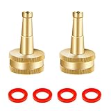 Jet Nozzle High Pressure Hose Nozzle - Water Hose Sprayer Nozzle with Garden Hose Shutoff Valve Solid Brass Heavy Duty 3/4" GHT Connector - 2 pcs