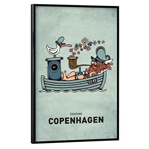 artboxONE Poster mit schwarzem Rahmen 30x20 cm Städte Copenhagen Butterfly...