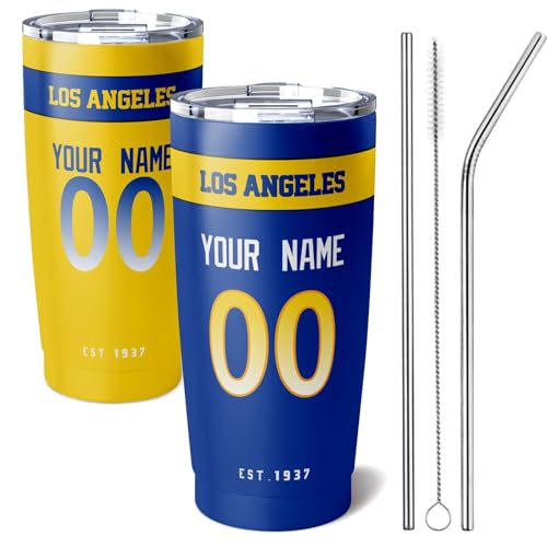 Image of ANTKING Los Angeles R Tumbler 20 oz Travel Coffee Cup Custom Name Number for Men Women Boy Gifts