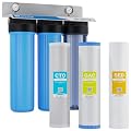 Max Water Whole House Water Filtration System, 3-Stage Pre-Filtration with Sediment, GAC & CTO Carbon Filters, Reduce Odor, Chlorine, Taste, 1-inch Inlet/Outlet