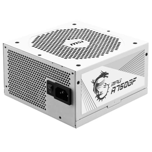 Image of MSI MPG A750GF White Gaming Power Supply - Full Modular - 80 Plus Gold Certified 750W - 100% Japanese 105C Capacitors - Compact Size - White Color ATX PSU