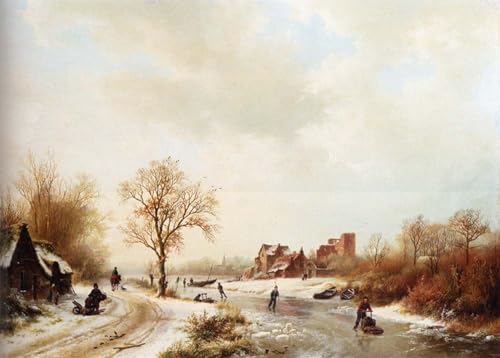 Paysage d'hiver avec patineurs : transformez l'ambiance de votre salon chaleureux