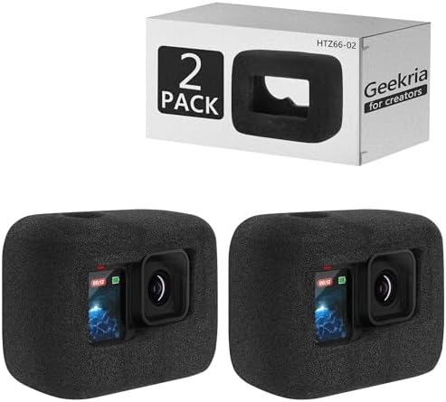 Geekria for Creators Windslayer Wind Shield Compatible with GoPro Hero 13 12 11 10 9 Action Camera Case Frame Case Sponge Accessories Video Noise Reduction