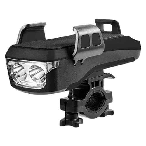 Luces para bicicleta de carretera - Luz para bicicleta de montaña, luz nocturna para bicicleta de montaña impermeable 4 en 1 | Con soporte para teléfono con Power Bank 130 dB y luz de trompeta