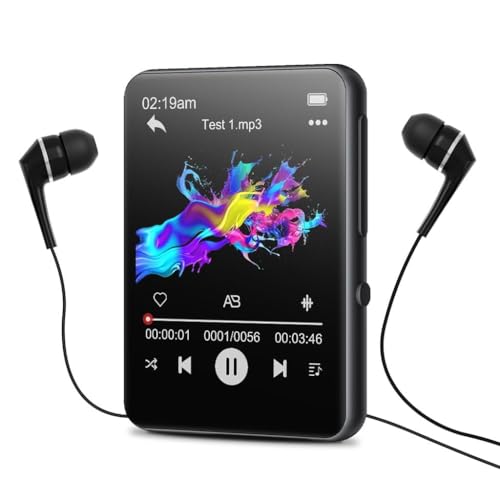 Image of AUDIOCULAR M31 16GB Portable Mp3 Music Player with Bluetooth, 2.4 inch LCD Touch Screen, Video Playback, Built-in Speaker, Voice Recording Function Mini HiFi Lossless Digital Audio Player (16GB - Black)