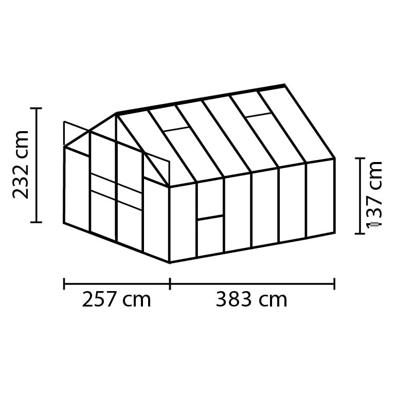 Ezooza Gewächshaus Vitavia Meridian 2 9900 aus Aluminium, Schwarz und Polycarbonat, 4 mm, 257 x 383 H 232 cm, Made in Germany