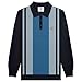 Lambretta Mens Vintage Panel Long Sleeve Mod Polo Shirt Top - Navy - XL