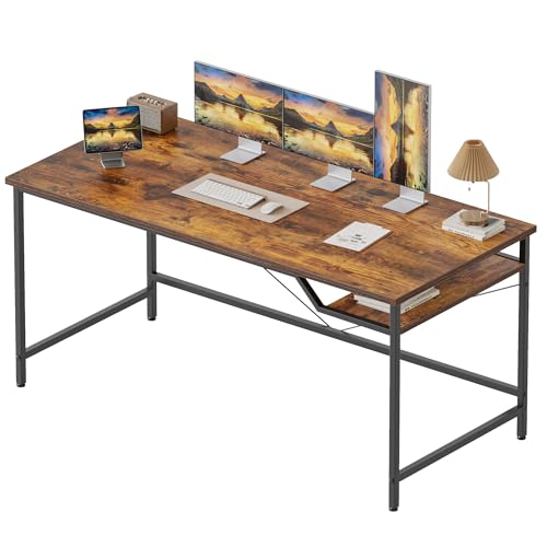 Mericonia 140 cm Computertisch, Gaming-Schreibtisch für kleine Räume, moderner Schreibtisch im schlichten Stil für das Homeoffice, Schreibtische für Studenten, Braun