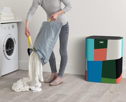 Image of Joseph Joseph Tota 90 liter /23.8 gallon Laundry Hamper Separation Basket with lid, 2 Removable Washing Bags with Handles - Multicolor