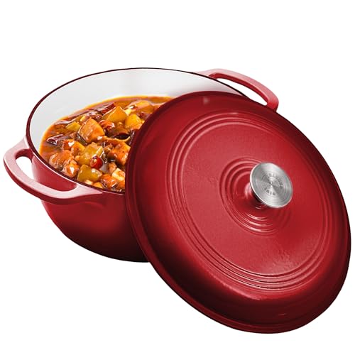 Vivicreate 6 Quart Enamel Cast Iron Dutch Oven Pot with Lid – Enameled Cookware for Baking, Roasting, and Braising – Dur - Detailed View