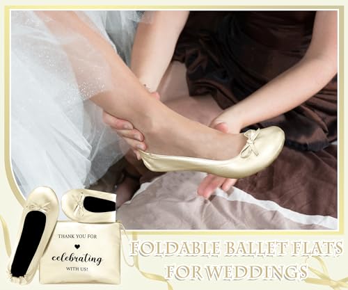 Cuffbow 24 Pairs Bulk Flats for Wedding Guest Bulk Foldable Ballet Foldable Shoes Party Slippers for Bride Bridesmaids Women4