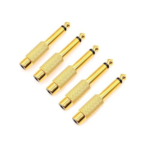 JZK 5 PCS 1/4 Pouce 6.35 mm mâle Mono Adaptateur vers 3.5 mm RCA Femelle Jack Audio AV Prise convertisseur tête pour TV, Casque, Microphone, équipement...