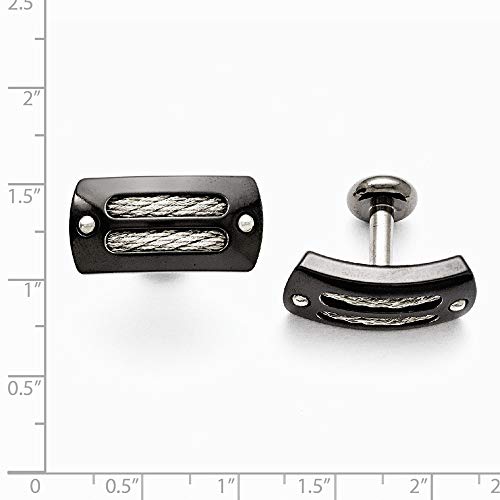 Titanium Ster.sil Black Ti Polished With Cable Inlay Cuff Links Jewelry Gifts For Men #TOP1