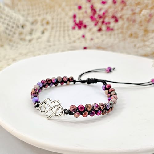 Homeair Emperor Stone Bracelet for Mom Grandma, Double Row, Infinity Heart — view 5