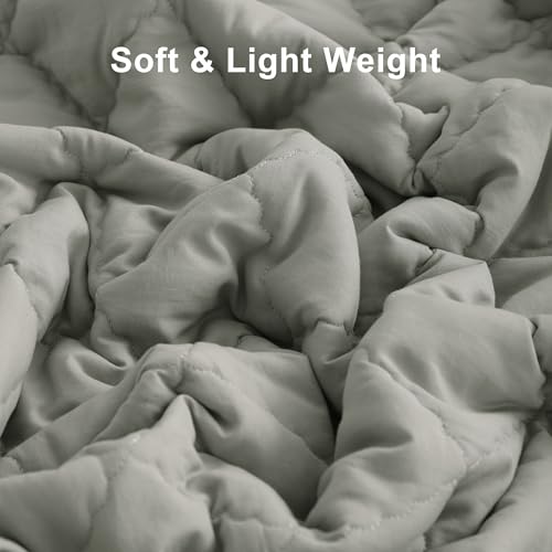 Image of BEDSUM Toddler Comforter, Brushed Microfiber Crib Blanket - All Season Quilted Down Alternative Nursery Bedding - Lightweight Baby Blanket for Stroller & Nap, 39x47, Smoke Grey