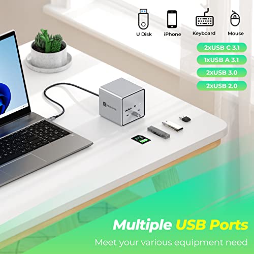Tobenone Usb C Docking Station Dual Monitor, Usb C Dock With 150W Power Adapter, 15W Charging For Phone, 2 Hdmi, Dp, 3 Usb 3.1, Sd 4.0/Tf, 4 Usb, Rj45, Laptop Docking Station For Dell/Hp/Lenovo #TOP4
