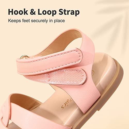 Image of DREAM PAIRS Girls Sandals Open Toe Princess Flat Sandals Strappy Summer Shoes Toddler /Little Kid