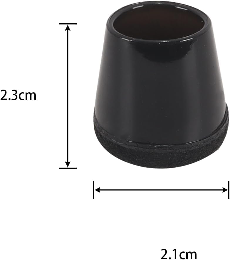 Ludom 24pcs Extra Small Chair Leg Floor Protectors Felt Silicone with Built-in End Caps for Chair Legs 1.5-1.8cm Diameter (Black)