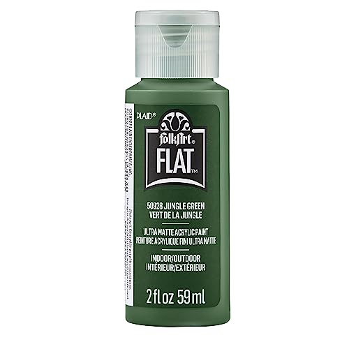 Image of FolkArt Flat Acrylic Craft Paint, Jungle Green 2 fl oz Ultra Matte Paint Perfect for Indoor and Outdoor Arts and Crafts Projects, 50928