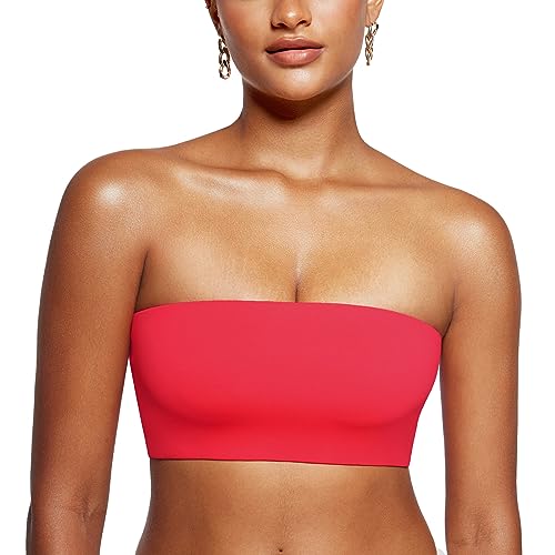 Image of INLYRIC Women's Inbarely Strapless Bandeau Bra Bralette Tube Top Seamless Comfortable Stretchy Non Padded Bras Tops