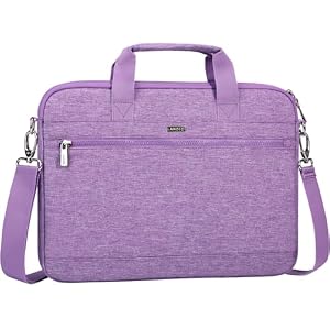 LANDICI 360° Protective Laptop Bag 14-15 Inch with Shoulder Strap, Laptop Case Sleeve for MacBook Air/Pro 15, Chromebook 14, Dell XPS 15, Waterproof Computer Bag Slim Briefcase for Men Women-Purple