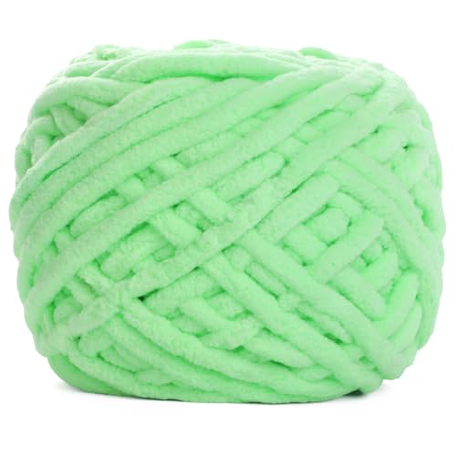 Image of Plush Chenille Chunky Yarn for Crocheting 100g(54.6yd) - Bulky Thick Fluffy Yarn for Knitting- Soft Velvet for Baby, Blanket Knitting Blanket Yarns- Amigurumi Yarns (1- Cyan Green)