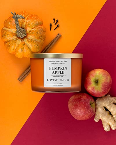 Pumpkin Apple Candle | Fall Candles | Luxury Soy & Beeswax Candles For Home | 16 Oz. Large Jar 3 Wick Candle | Thanksgiving Candle | Fall Scented Candle | Autumn Candles #TOP2