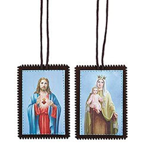 Brown Scapular with Image of Our Lady of Mt. Carmel and Sacred Heart of Jesus