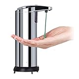 ACELEY Dispensador automático de jabón de 250 ml en Acero Inoxidable, Sensor de Movimiento infrarrojo, Base Impermeable, Interruptor Ajustable, Adecuado para baño, Cocina, Hotel, Restaurante