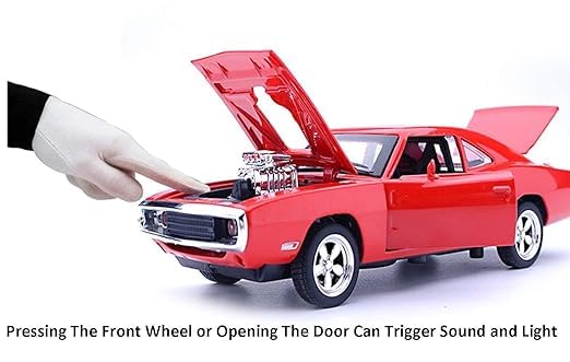Image of WORSHIPER 1:24 Exclusive Big Fast and Furious Dodge Charger Diecast Model Metal Pull-Back with Sound Light Opening Doors Kids Boys Gifts Toys Kids Classic Car