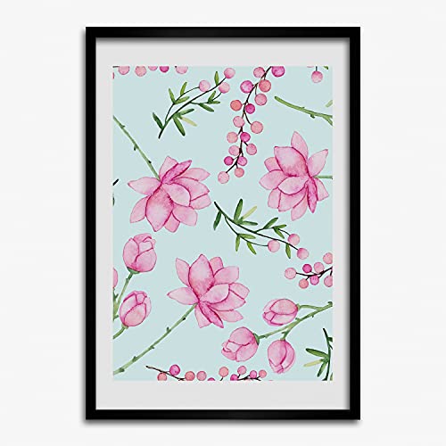 Cadre MDF 50x70 cm Tulup avec photo de fleurs et baies pour décoration murale