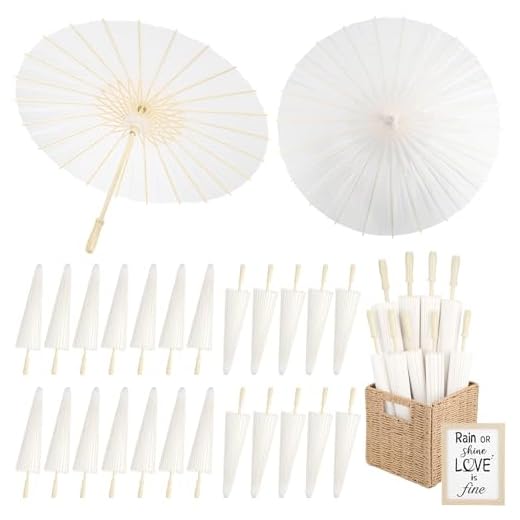 Best umbrella color for wedding pics 24 Pack White Paper Wedding Umbrellas