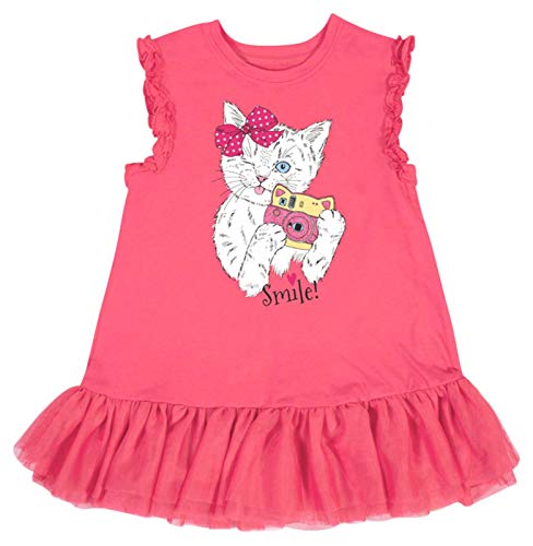 Girl Easter Tulle Dress Cute Cat Summer Short Sleeve Cotton Casual Tutu Skirt Dresses 4T3