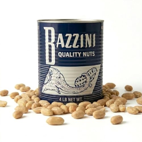 Bazzini Salted Jumbo Peanuts 4lb Bulk Tin, Premium Roasted Peanuts with Classic Crunch, Lightly Salted, Gluten Free Snack for Parties, Events, and Everyday Snacking